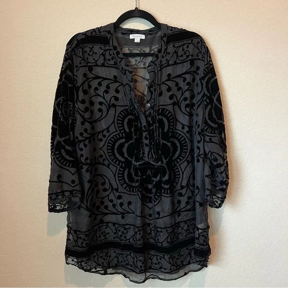 Garnet Hill Velvet Floral Blouse - Picture 1 of 4